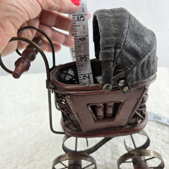 VTG Antique Miniature Baby Stroller Pram 8" High Victorian Gothic Decor Carriage - Picture 14 of 16